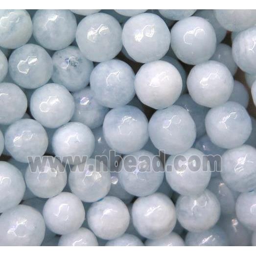 natural Aquamarine Beads, faceted round, blue