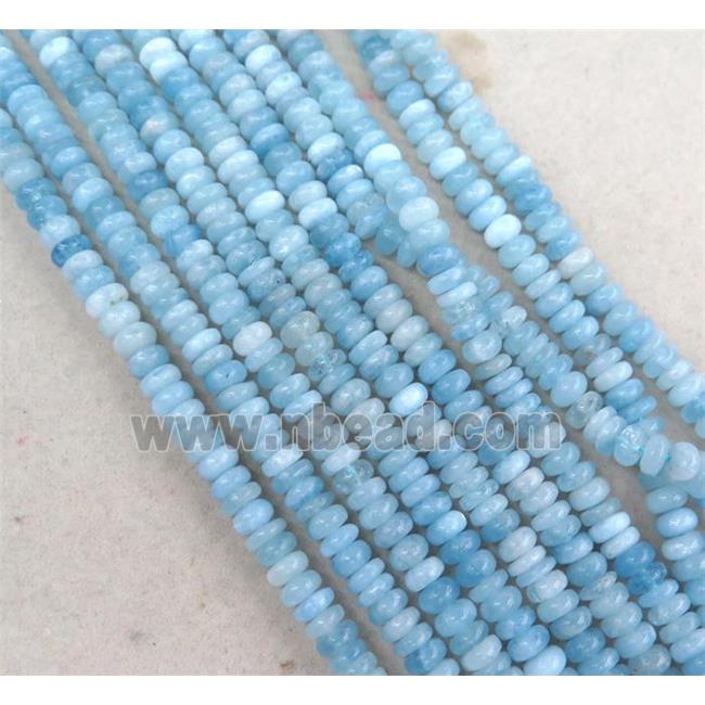 Aquamarine rondelle beads, blue