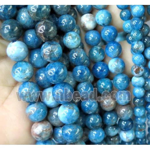 round Apatite Beads, blue