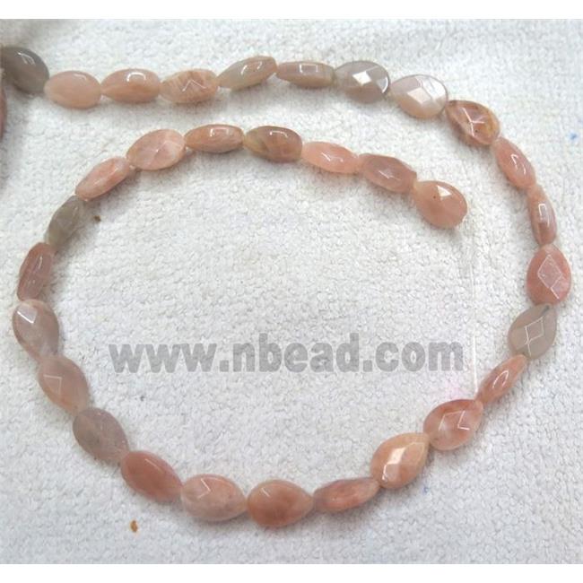 pink Sunstone bead, faceted, teardrop