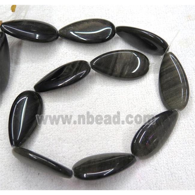 gold-Obsidian teardrop beads