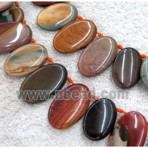 American Picture Jasper oval beads, top-drilled