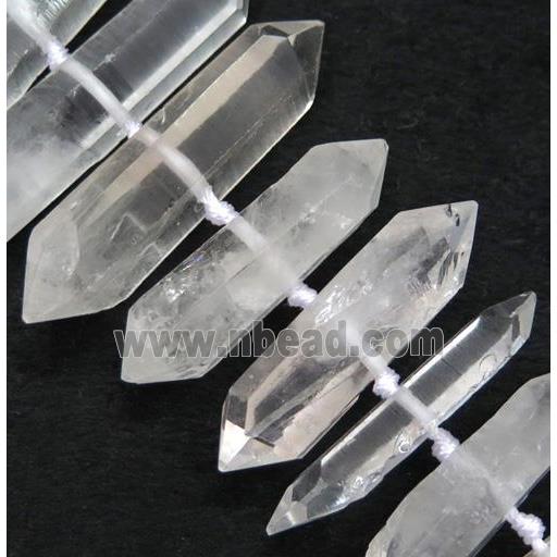 clear quartz bullet beads, hand-cutting