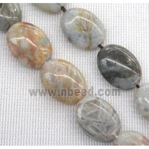 natural gray Bamboo Agate oval beads
