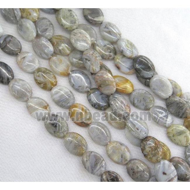 natural gray Bamboo Agate oval beads