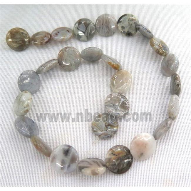natural gray Bamboo Agate circle beads