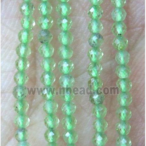 tiny peridot beads, green, faceted round
