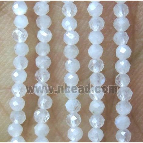 natural MoonStone beads, tiny, white, faceted round