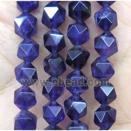 Amethyst ball beads, faceted round, deep-purple