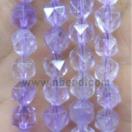 faceted round Amethyst ball beads, lt.purple