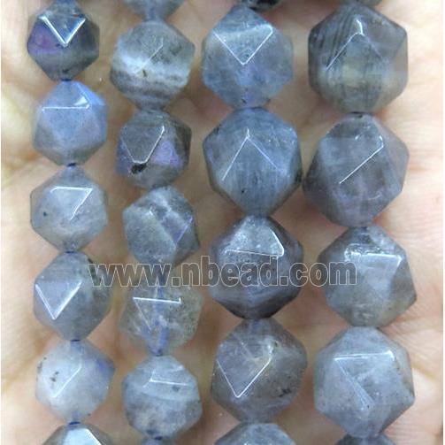 faceted round Labradorite beads ball, gray