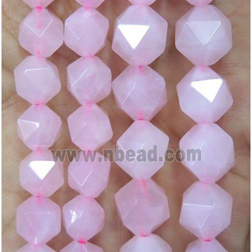 Rose Quartz ball beads, starcut, pink