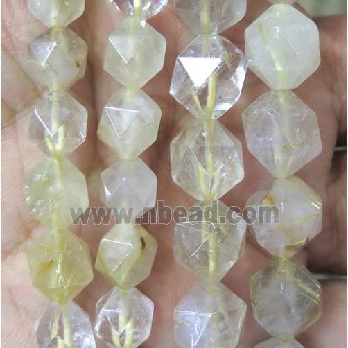 gold Rutilated Quartz ball beads, faceted round