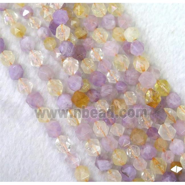Amethyst citrine bead ball, faceted round
