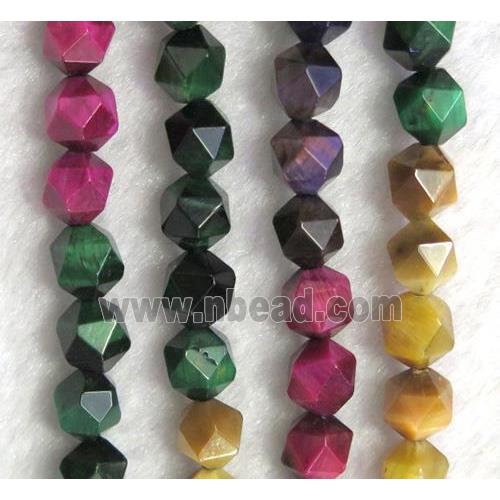 tiger eye stone ball beads, faceted round, mix color