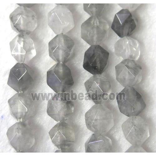 gray Cloudy Quartz Ball Beads, faceted round