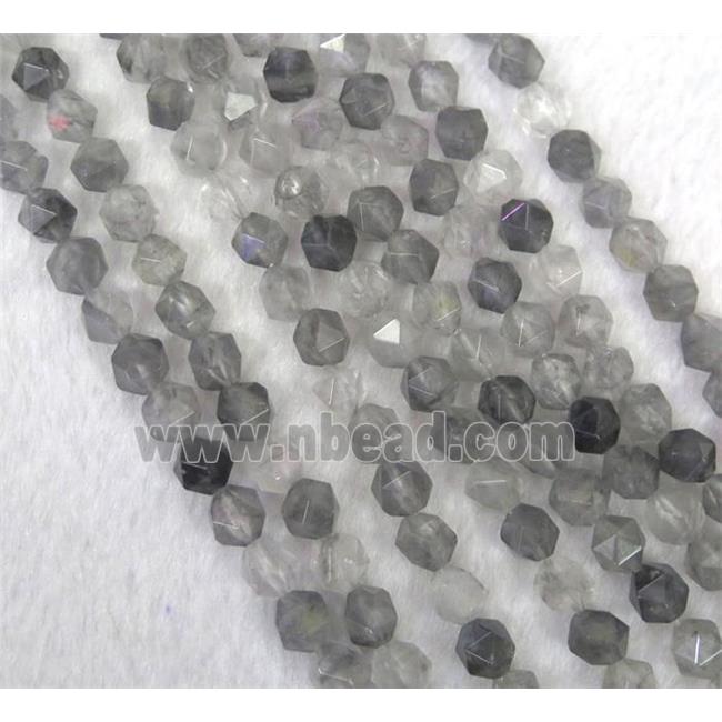 gray Cloudy Quartz Ball Beads, faceted round