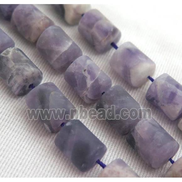 matte Dogtooth Amethyst beads, 3faces tube