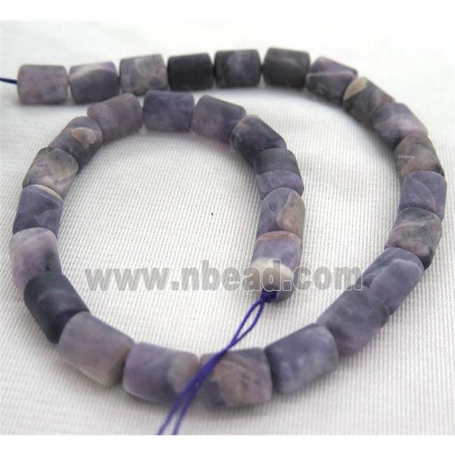 matte Dogtooth Amethyst beads, 3faces tube