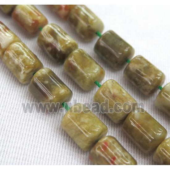 Green Serpentine Jasper beads, 3faces tube
