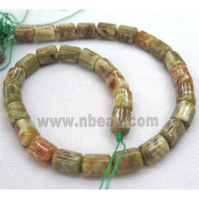 Green Serpentine Jasper beads, 3faces tube