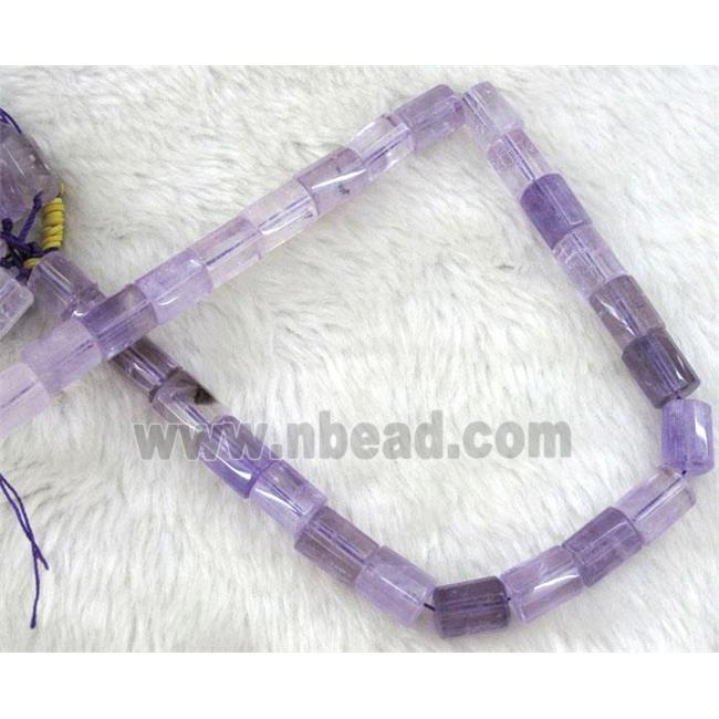 amethyst beads, light-purple, faceted tube