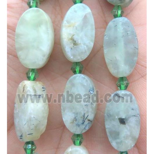 Prehnite oval beads, matte, green