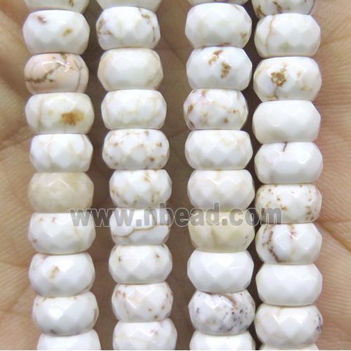 white turquoise beads, faceted rondelle