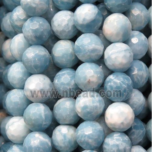 faceted round Chinese Larimar Beads, blue treated