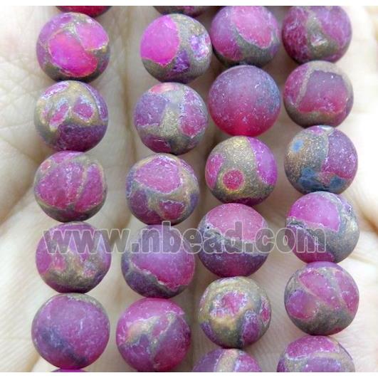 agate beads within goldsand, matter round, red