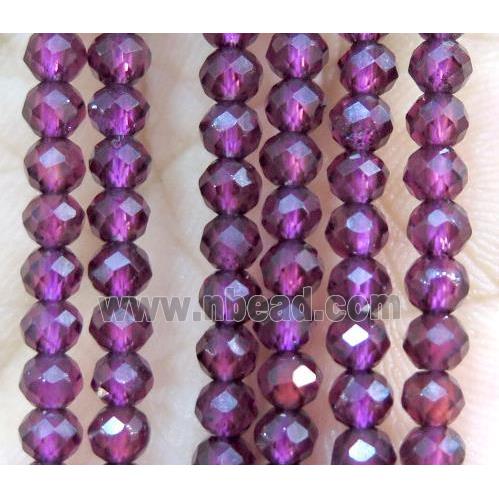 natural garnet beads, faceted round, dark red