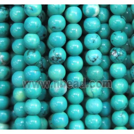 natural round turquoise beads, tiny, green
