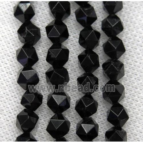 black tourmaline ball beads, faceted round