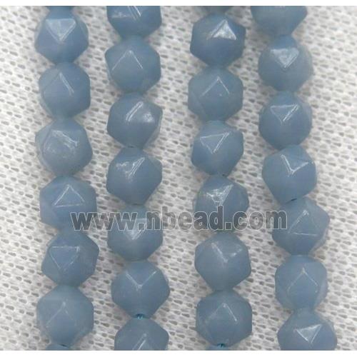 faceted round Angelite beads ball, blue