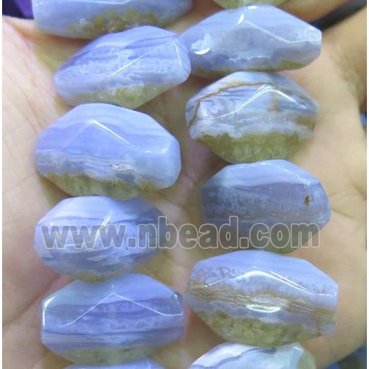 blue lace agate nugget beads, faceted freeform