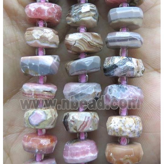 faceted Rhodochrosite heishi beads, pink