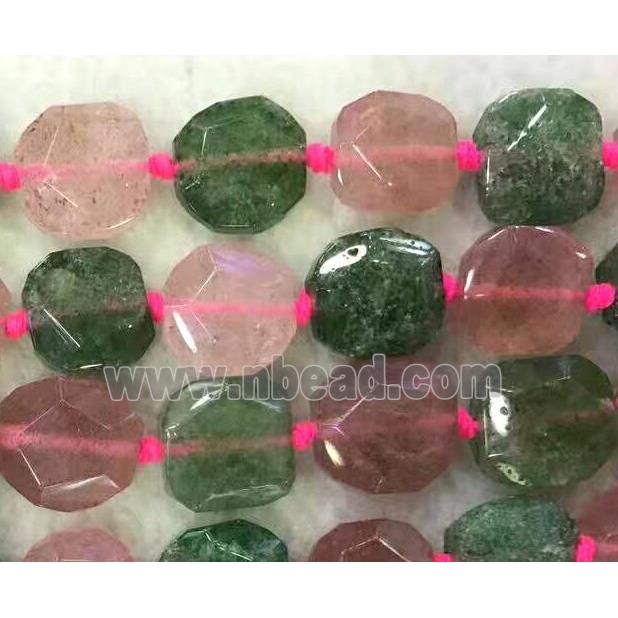 Strawberry Quartz beads, mix color, faceted square