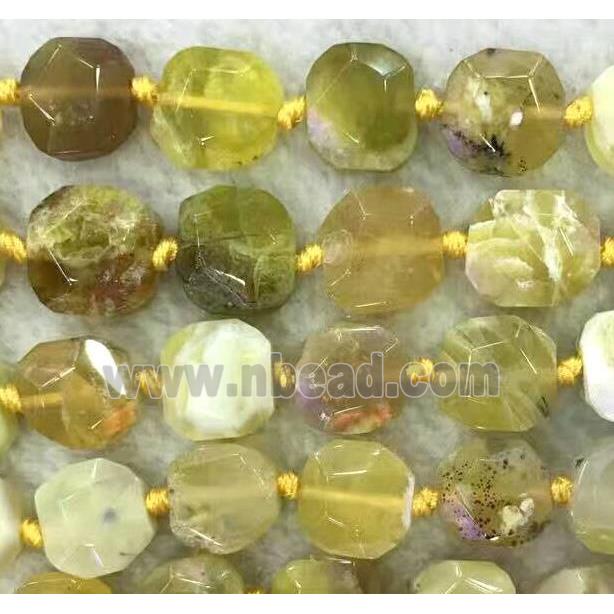 yellow Opal Stone beads, nugget, faceted square