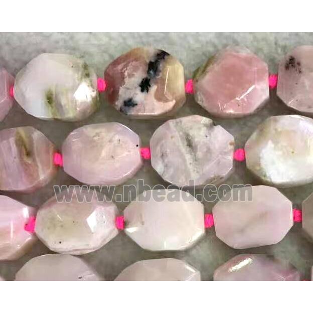pink Opal Stone beads, faceted oval