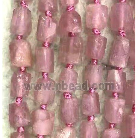 Malagasy Rose Quartz nugget beads, freeform chip, pink