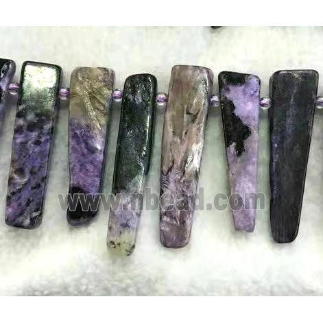 Charoite collar beads, top-drilled, purple, stick