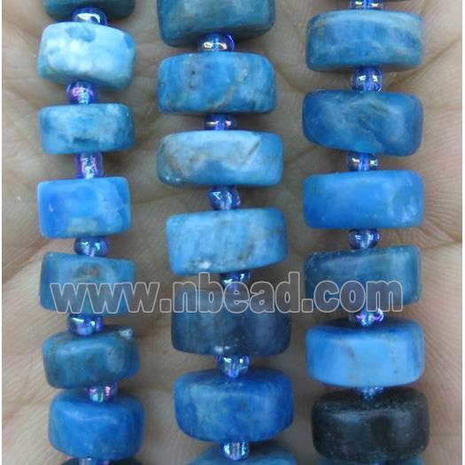 Apatite heishi beads, matte, blue