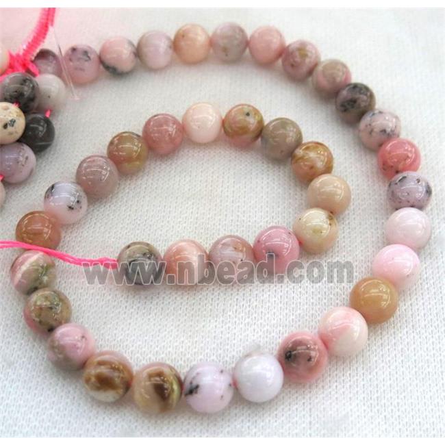 pink opal stone beads, round