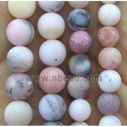 round matte pink Opal Stone beads