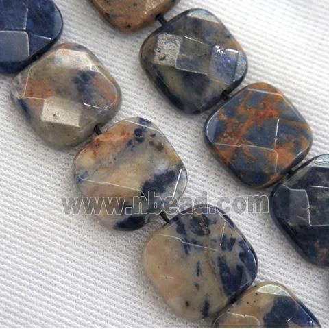 Orange Sodalite beads, faceted square