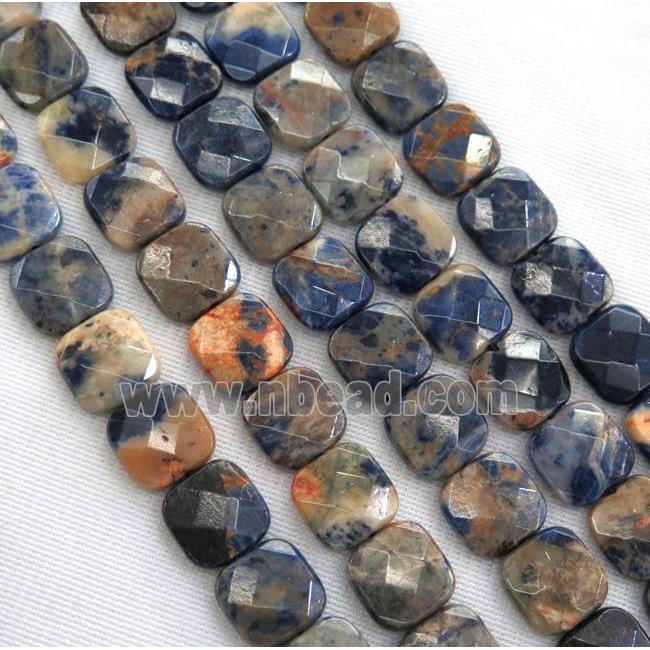 Orange Sodalite beads, faceted square