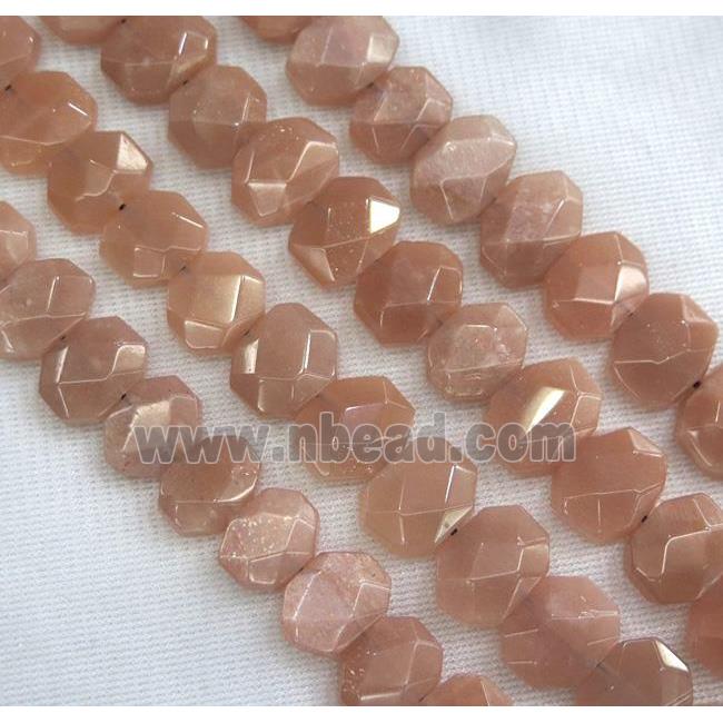 sunstone beads, faceted oval, pink