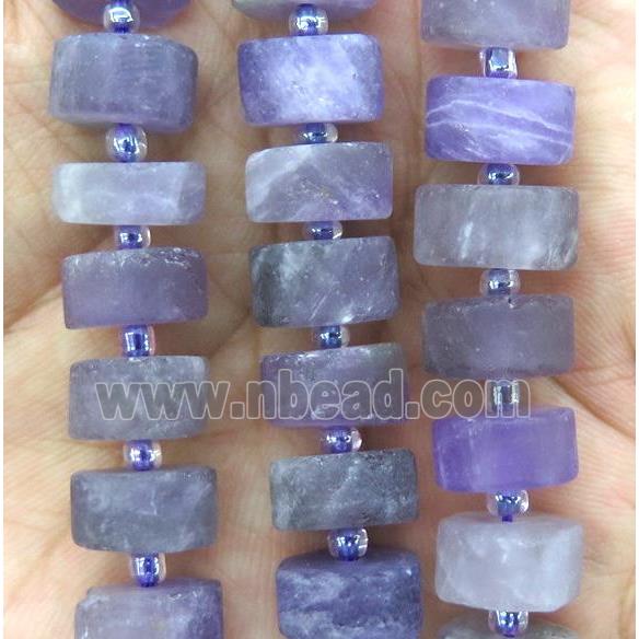 dogtooth Amethyst heishi beads, purple, matte