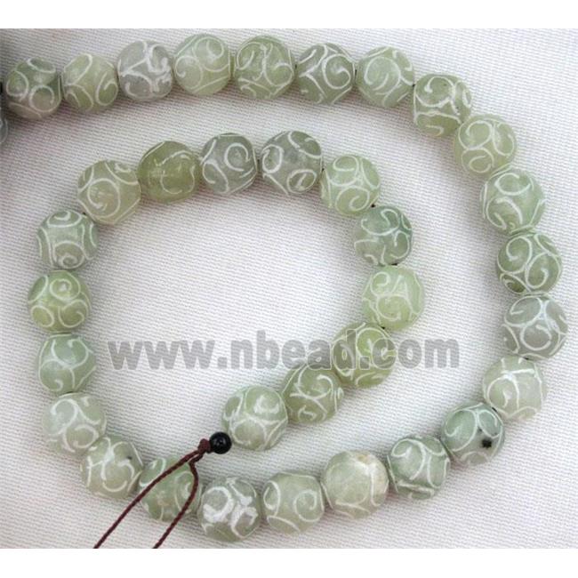 round Agalmatolite Beads, green