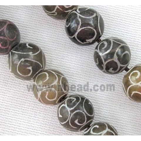 round Agalmatolite Beads